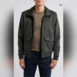 Robert Barakett‎ Men's Charcoal Faux Suede Pilot Jacket XL NWOT Bomber